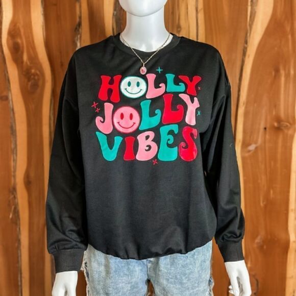 Holly Jolly Vibes Christmas Sweatshirt - Picture 3 of 4
